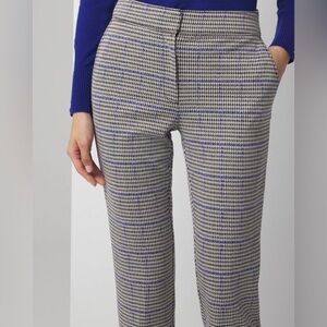 White House Black Market Straight Leg Houndstooth Luxe Plaid Pants
